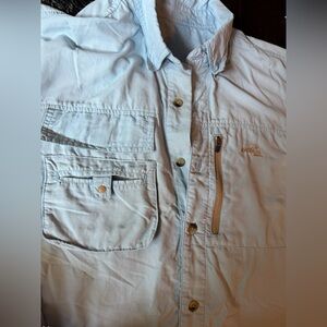 NATURAL GEAR Mens Fishing Vented Lightweight 3 Pocket Light Blue Shirt size XL